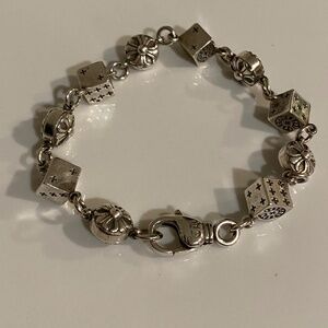 Chrome silver 925 bracelet crosses CH dice